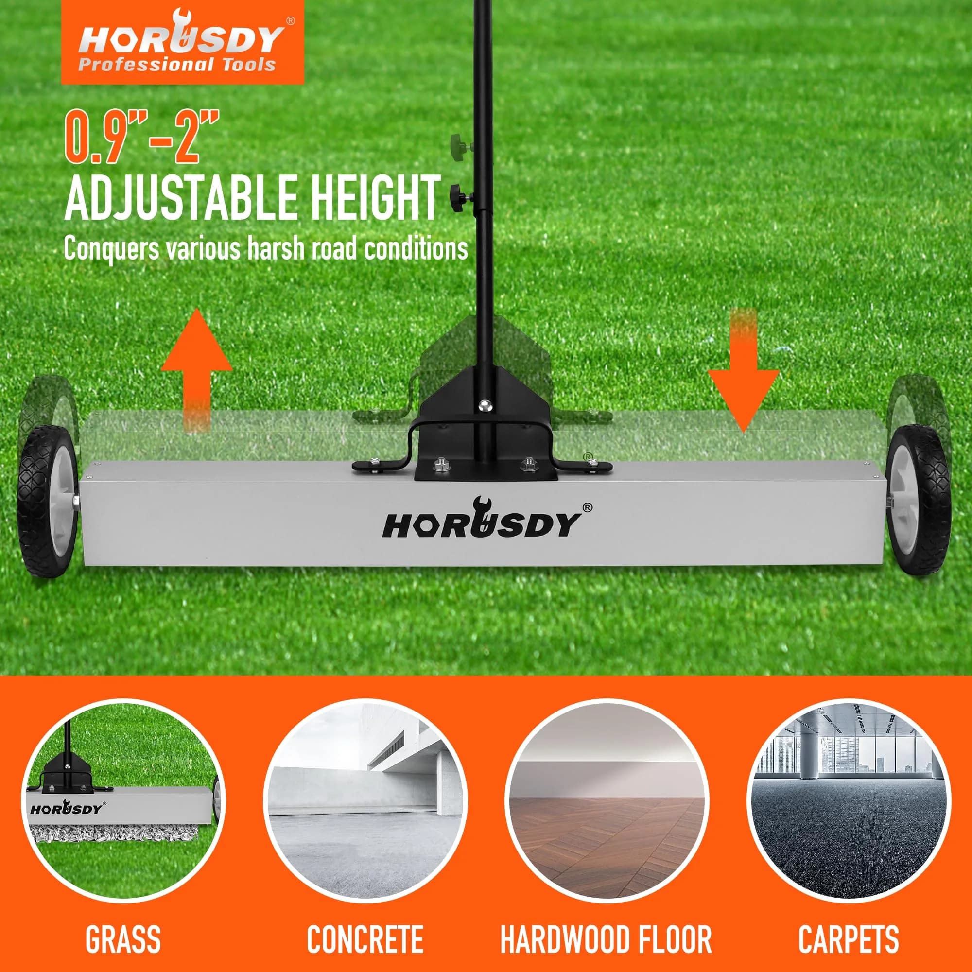 HORUSDY 36-Inch Rolling Magnetic Sweeper with Wheels & 40-Inch Telescoping Pickup Tool | 55-Pound Capacity - view 7
