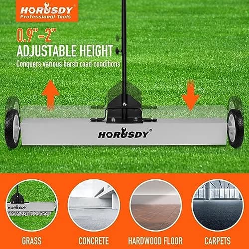 HORUSDY 36-Inch Rolling Magnetic Sweeper with Wheels & 40-Inch Telescoping Pickup Tool | 55-Pound Capacity thumbnail 7
