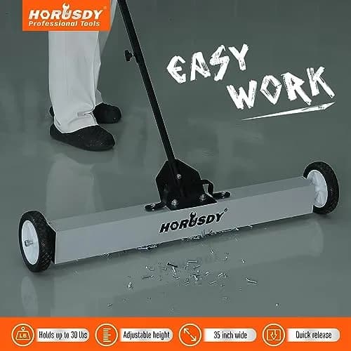 HORUSDY 36-Inch Rolling Magnetic Sweeper with Wheels & 40-Inch Telescoping Pickup Tool | 55-Pound Capacity thumbnail 8