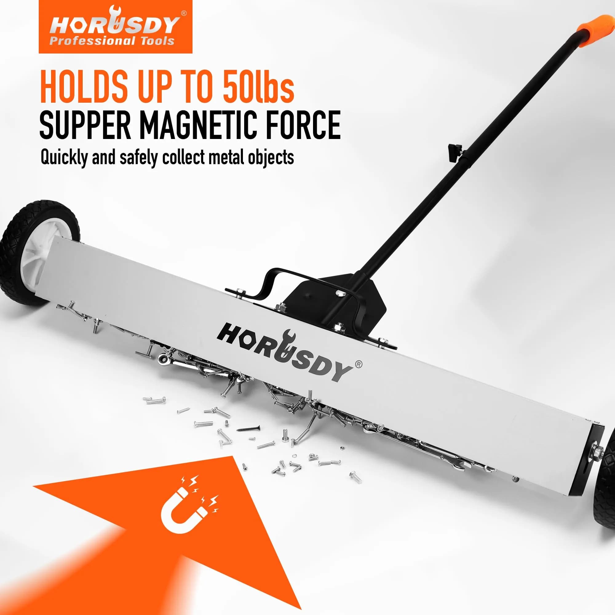 HORUSDY 36-Inch Rolling Magnetic Sweeper with Wheels & 40-Inch Telescoping Pickup Tool | 55-Pound Capacity - view 2