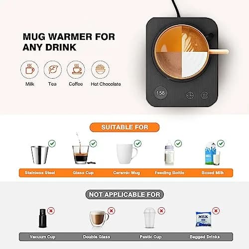 Lesipee Electric Coffee Mug Warmer with Auto Shut Off & 3 Temperature Settings | 156 ml (5.5 fl oz) thumbnail 4