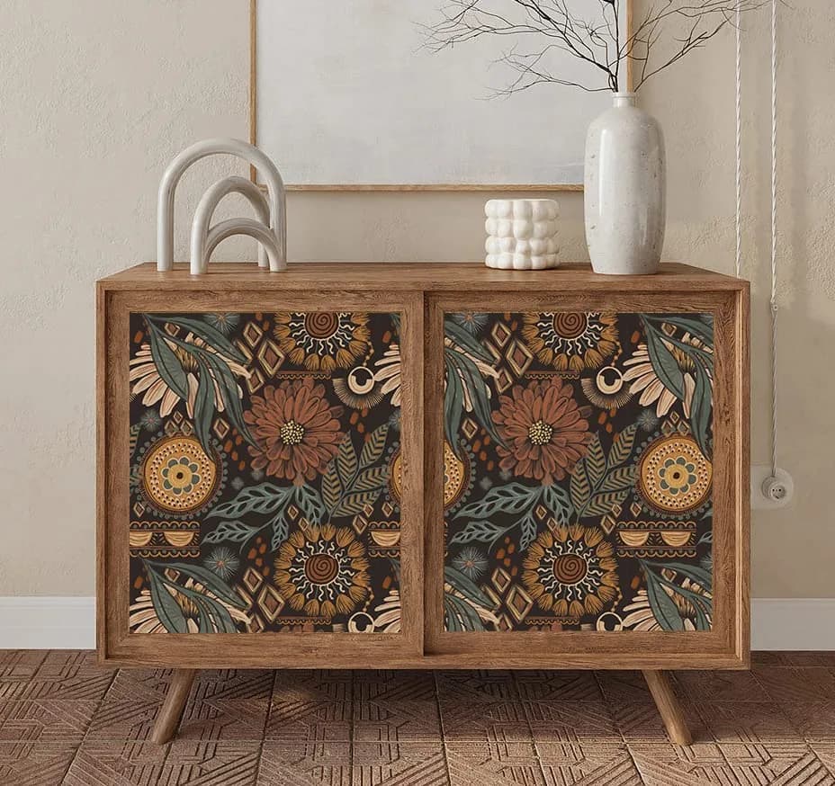 HAOKHOME Boho Floral Peel and Stick Wallpaper 17.3in x 6.6ft | Vintage Botanical DIY Decor thumbnail 7
