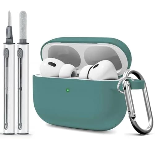 Woyinger AirPods Pro Case with Cleaner Kit | Compatible with 1st Gen, Pine Green, Silicone, Waterproof thumbnail 1