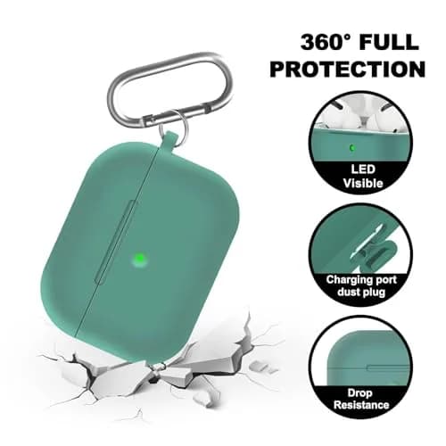 Woyinger AirPods Pro Case with Cleaner Kit | Compatible with 1st Gen, Pine Green, Silicone, Waterproof thumbnail 4