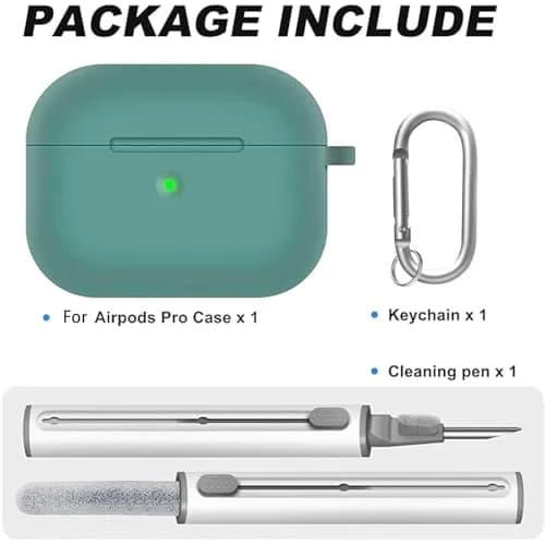 Woyinger AirPods Pro Case with Cleaner Kit | Compatible with 1st Gen, Pine Green, Silicone, Waterproof thumbnail 2