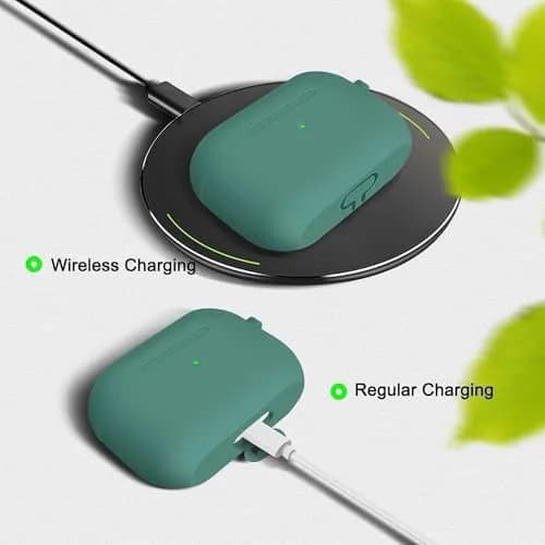 Woyinger AirPods Pro Case with Cleaner Kit | Compatible with 1st Gen, Pine Green, Silicone, Waterproof thumbnail 3