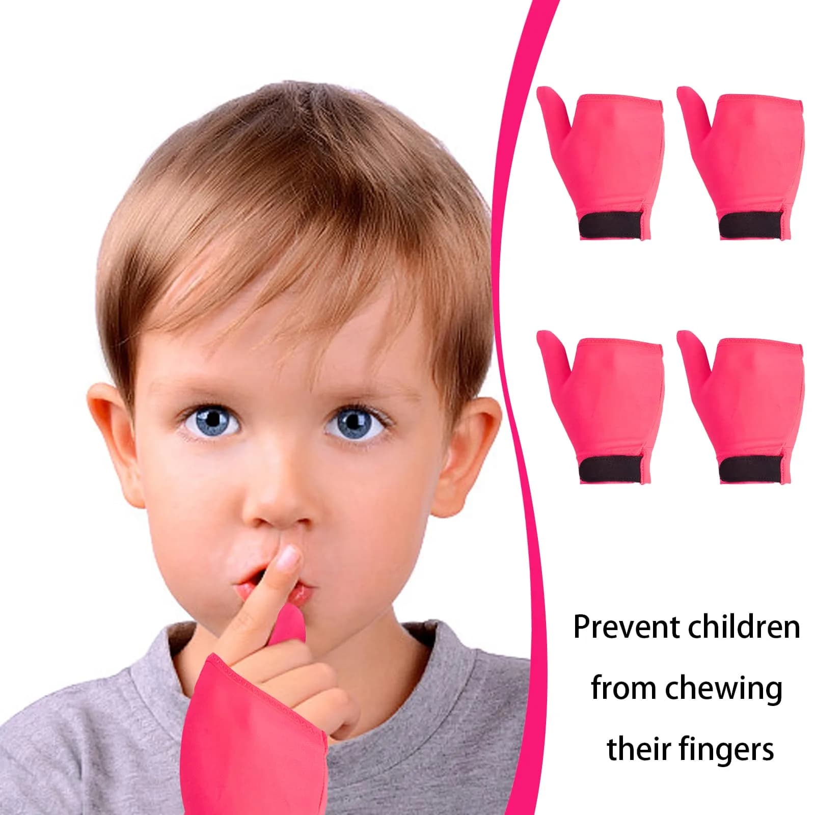 Yxmeiguo Thumb Guard Kids Anti-Sucking Glove 2 Pairs Pink | Stops Finger Biting - view 3