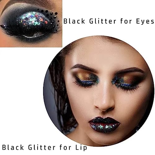 MEICOLY Black Face Glitter Gel 25.5g (0.9 Oz) | Holographic Mermaid Sequins for Festivals & Cosplay thumbnail 2