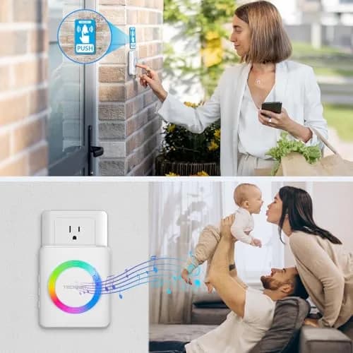 TECKNET Wireless Doorbell Kit with 1300ft Range & 60 Chimes | White (1 Transmitter & 1 Receiver) thumbnail 8