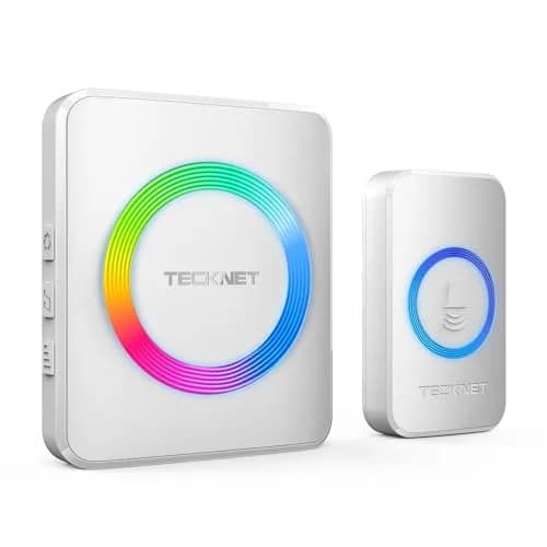 TECKNET Wireless Doorbell Kit with 1300ft Range & 60 Chimes | White (1 Transmitter & 1 Receiver) - main product image