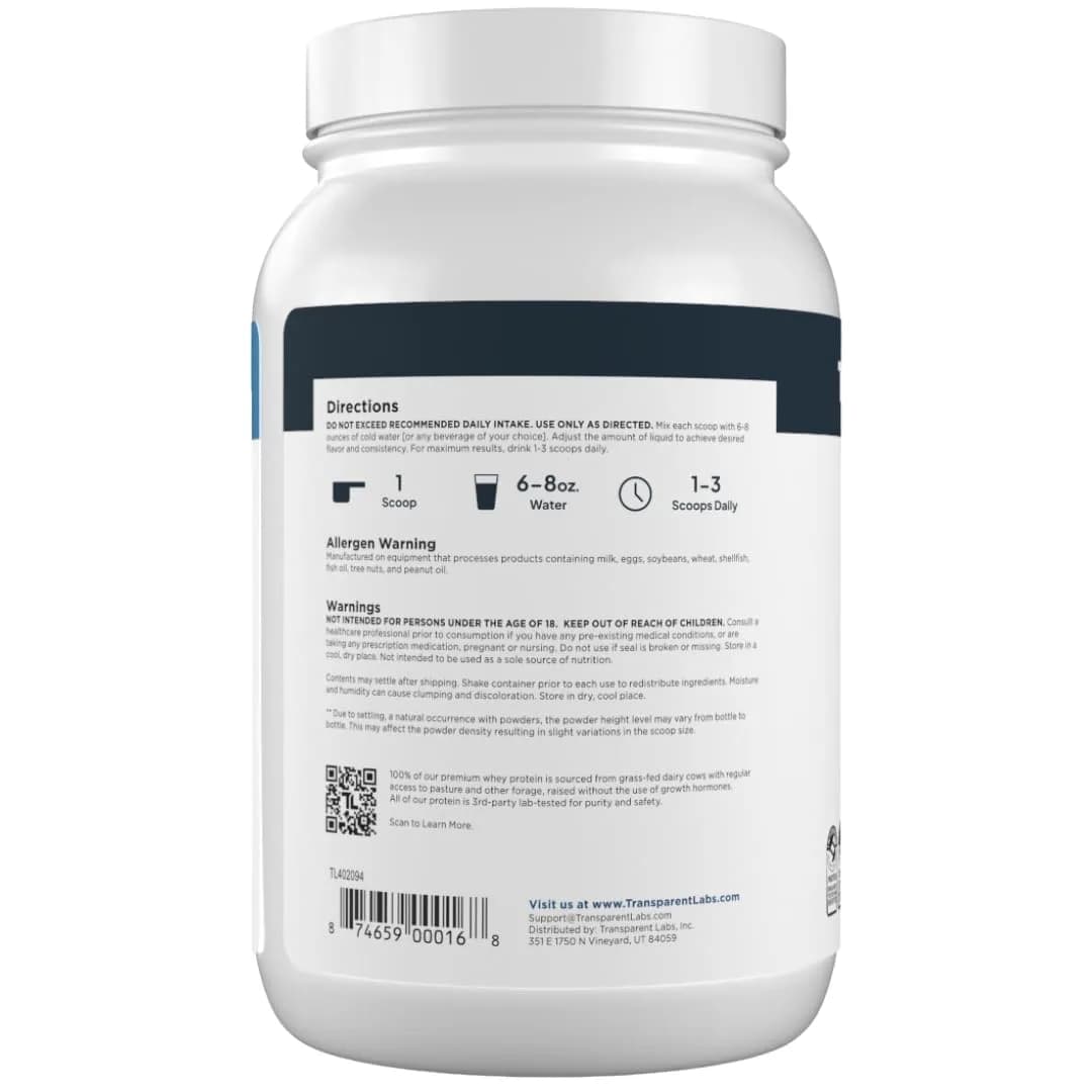 Transparent Labs Grass-Fed Whey Protein Isolate Oatmeal Chocolate Chip Cookie Flavor | 28g Protein Per Serving, 9 Essential Amino Acids - view 9