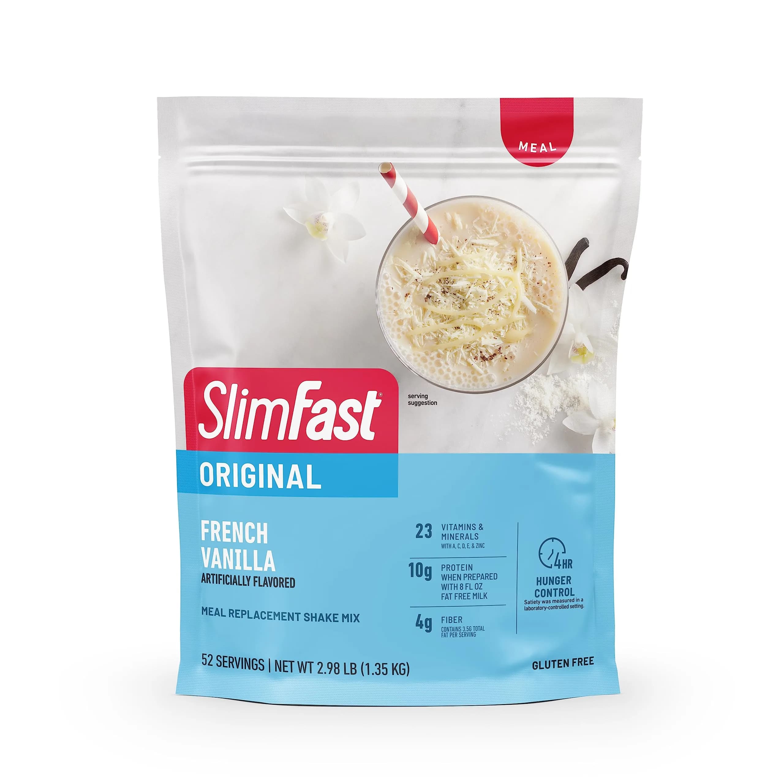 SlimFast Meal Replacement Powder French Vanilla | 52 Servings | 10g Protein, Gluten-Free, On-the-Go - main product image