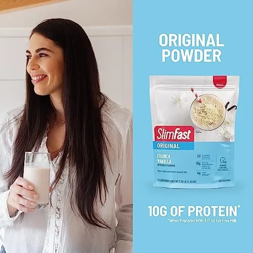 SlimFast Meal Replacement Powder French Vanilla | 52 Servings | 10g Protein, Gluten-Free, On-the-Go thumbnail 4