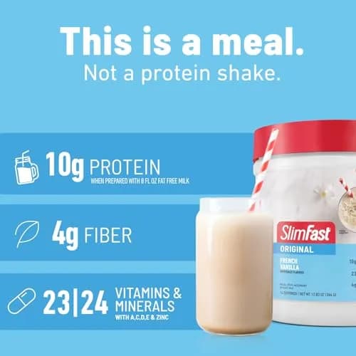 SlimFast Meal Replacement Powder French Vanilla | 52 Servings | 10g Protein, Gluten-Free, On-the-Go thumbnail 5