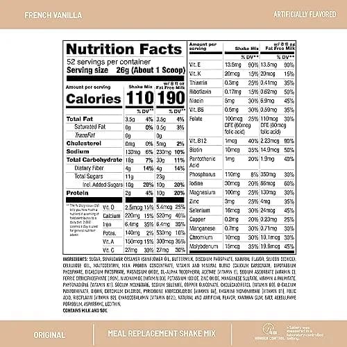 SlimFast Meal Replacement Powder French Vanilla | 52 Servings | 10g Protein, Gluten-Free, On-the-Go thumbnail 3