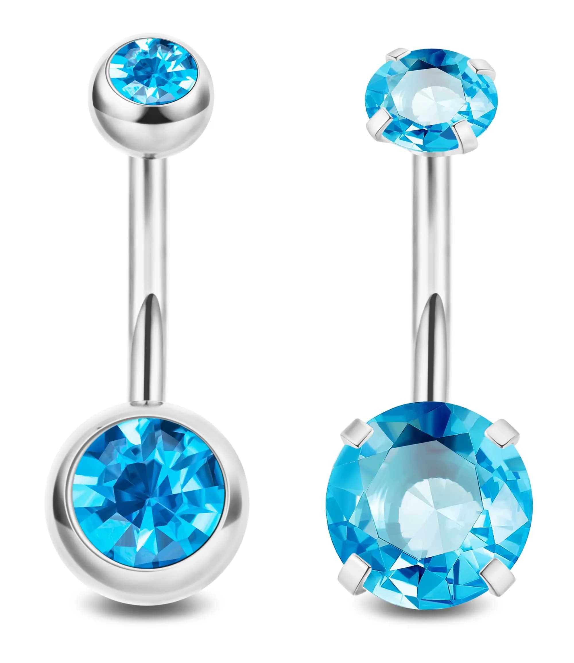 NICEIGHT 2PCS 14G Surgical Steel Belly Button Rings | CZ Navel Piercing Jewelry for Women (10mm) | Hypoallergenic & Trendy — Blue
