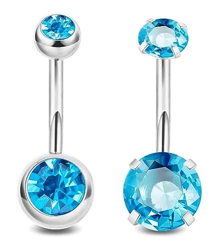 NICEIGHT 2PCS 14G Surgical Steel Belly Button Rings | Hypoallergenic CZ Navel Jewelry (12mm) thumbnail 1
