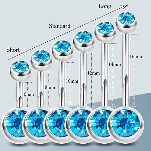 NICEIGHT 2PCS 14G Surgical Steel Belly Button Rings | Hypoallergenic CZ Navel Jewelry (12mm) thumbnail 4