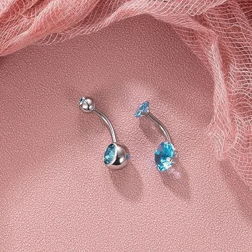 NICEIGHT 2PCS 14G Surgical Steel Belly Button Rings | Hypoallergenic CZ Navel Jewelry (12mm) thumbnail 2