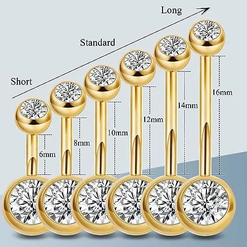 NICEIGHT 2PCS 14G Surgical Steel Belly Button Rings | Hypoallergenic CZ Navel Jewelry for Women thumbnail 4