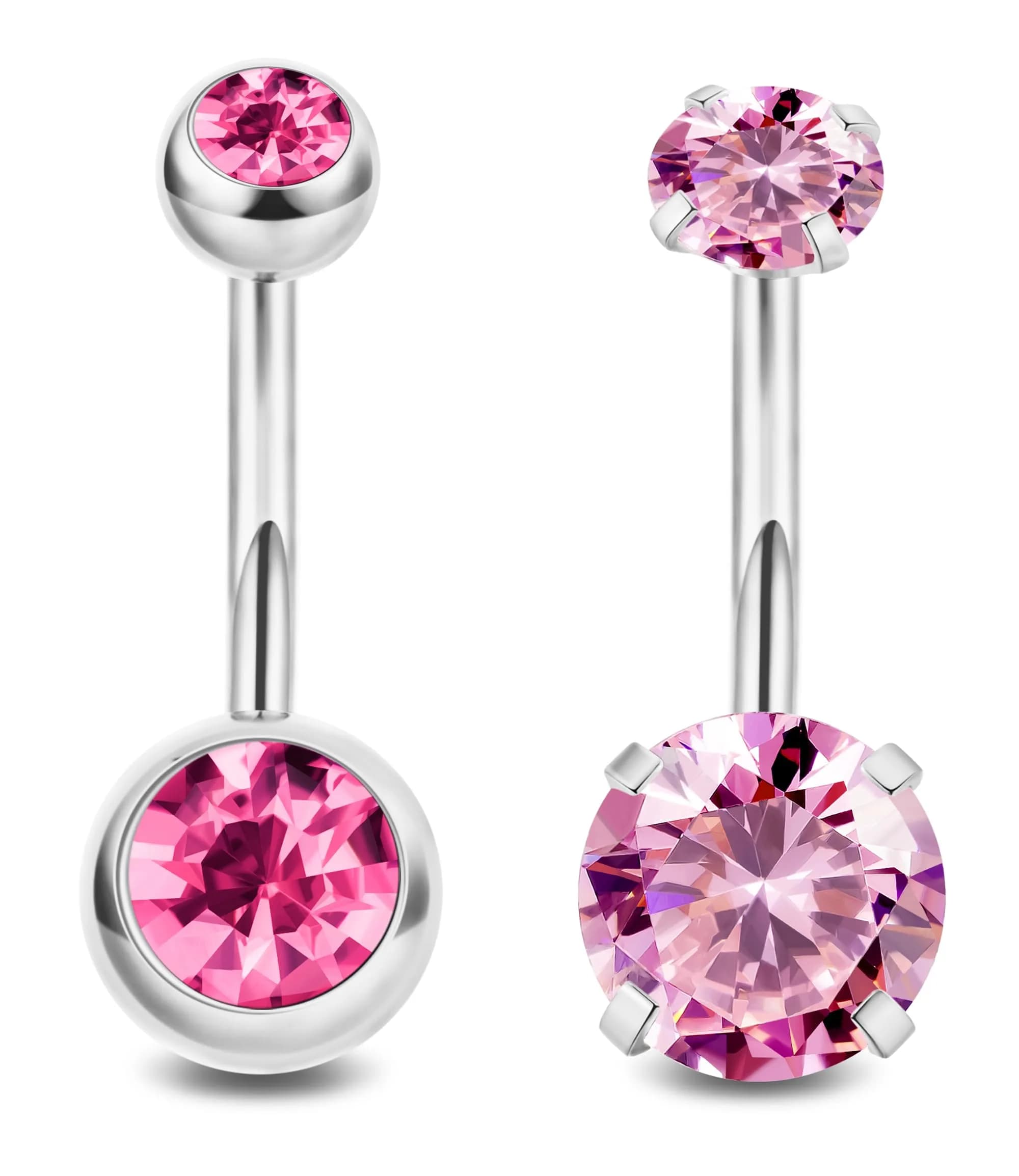 NICEIGHT 2PCS 14G Surgical Steel Belly Button Rings | Hypoallergenic CZ Navel Jewelry (12mm)