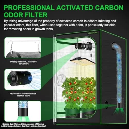 MELONFARM 4 Inch Air Carbon Filter with Australia Virgin Charcoal | Odor Control for Grow Tent & Hydroponics thumbnail 2