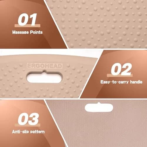 ergohead Anti Fatigue Floor Mat with Massage Points | Rose Gold, 17" x 22" | Cushioned Support for Office & Kitchen thumbnail 3