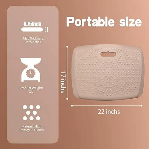 ergohead Anti Fatigue Floor Mat with Massage Points | Rose Gold, 17" x 22" | Cushioned Support for Office & Kitchen thumbnail 4