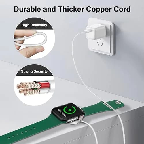 xiwxi Magnetic USB C Fast Charging Cable for Apple Watch 1m (3.3ft) | ETL/UL Certified Safe Charging thumbnail 5