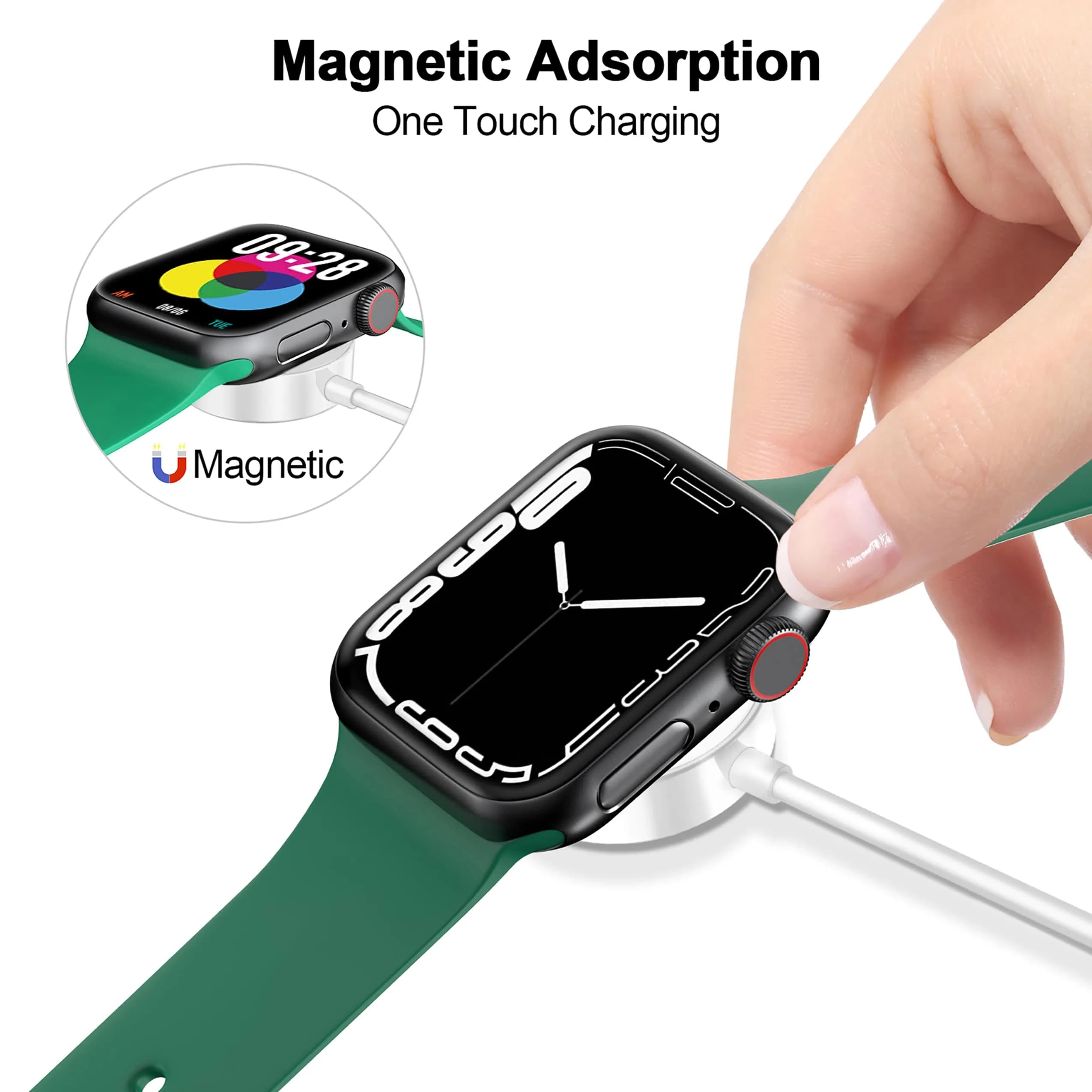 xiwxi 1.0M Magnetic Charging Cable for Apple Watch - White | Fast Wireless iWatch Charger - view 4