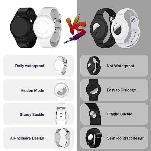 R-fun Waterproof Air Tag Bracelet 2 Pack | Silicone GPS Item Finder Case Cover thumbnail 2