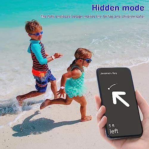 R-fun Waterproof Air Tag Bracelet [2 Pack] Pink/Light Purple | Soft Silicone Anti-Lost GPS Tracker Case thumbnail 4