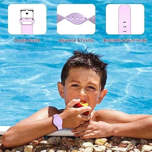 R-fun Waterproof Air Tag Bracelet [2 Pack] Pink/Light Purple | Soft Silicone Anti-Lost GPS Tracker Case thumbnail 6
