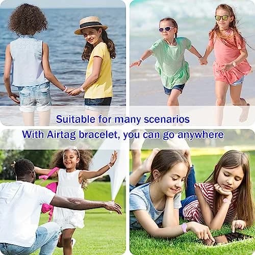R-fun Waterproof Air Tag Bracelet [2 Pack] Pink/Light Purple | Soft Silicone Anti-Lost GPS Tracker Case thumbnail 7