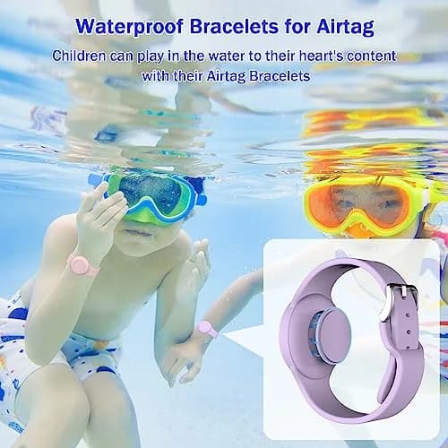 R-fun Waterproof Air Tag Bracelet [2 Pack] Pink/Light Purple | Soft Silicone Anti-Lost GPS Tracker Case thumbnail 3