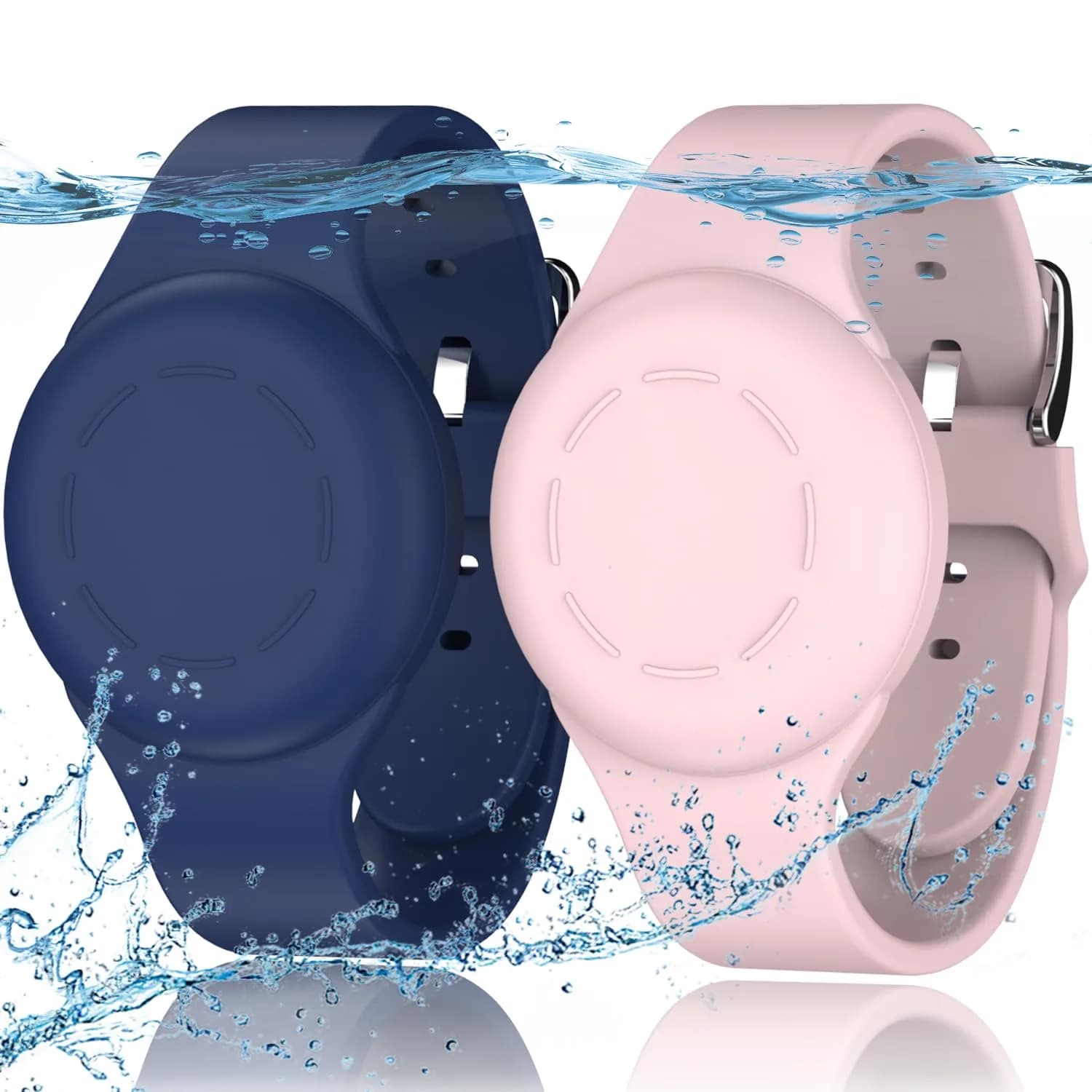R-fun Waterproof Air Tag Bracelet 2 Pack | Soft Silicone GPS Item Finder Case Cover for Apple AirTag - main product image