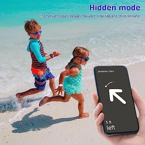 R-fun Waterproof Air Tag Bracelet 2 Pack | Soft Silicone GPS Item Finder Case Cover for Apple AirTag thumbnail 4