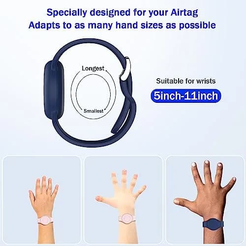 R-fun Waterproof Air Tag Bracelet 2 Pack | Soft Silicone GPS Item Finder Case Cover for Apple AirTag thumbnail 5