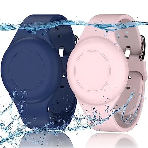 R-fun Waterproof Air Tag Bracelet 2 Pack | Soft Silicone GPS Item Finder Case Cover for Apple AirTag thumbnail 1