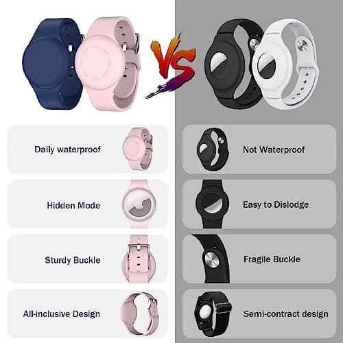 R-fun Waterproof Air Tag Bracelet 2 Pack | Soft Silicone GPS Item Finder Case Cover for Apple AirTag thumbnail 2