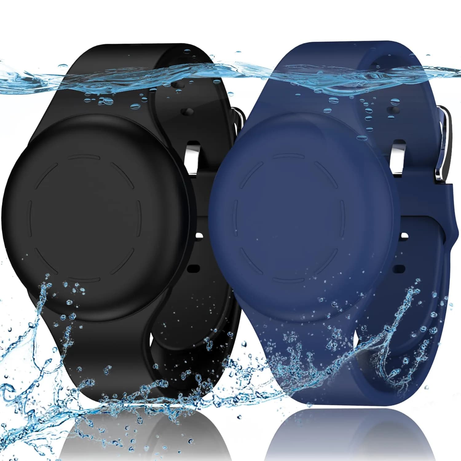 R-fun Waterproof AirTag Watch Bracelet for Kids, Night Blue/Black, 2 Pack | Secure GPS Tracker Holder - main product image