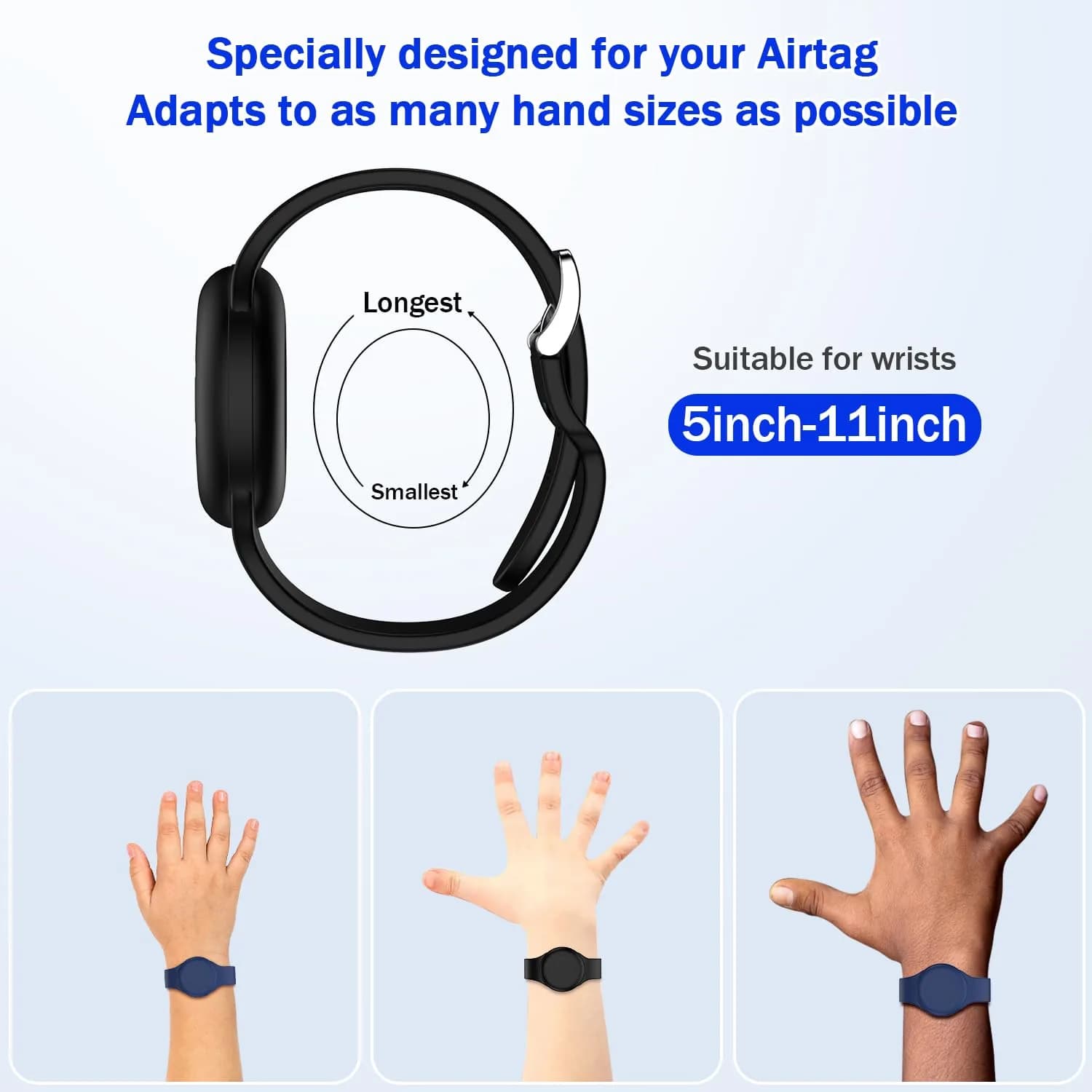 R-fun Waterproof AirTag Watch Bracelet for Kids, Night Blue/Black, 2 Pack | Secure GPS Tracker Holder - view 5