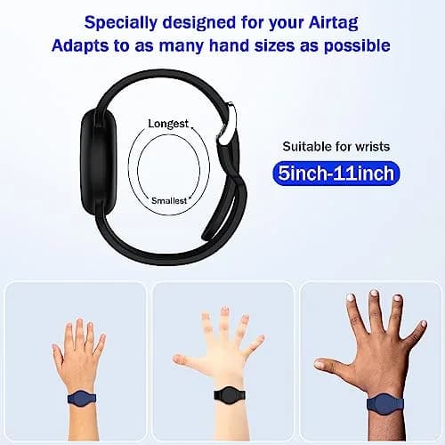 R-fun Waterproof AirTag Watch Bracelet for Kids, Night Blue/Black, 2 Pack | Secure GPS Tracker Holder thumbnail 5