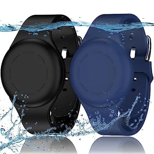 R-fun Waterproof AirTag Watch Bracelet for Kids, Night Blue/Black, 2 Pack | Secure GPS Tracker Holder thumbnail 1