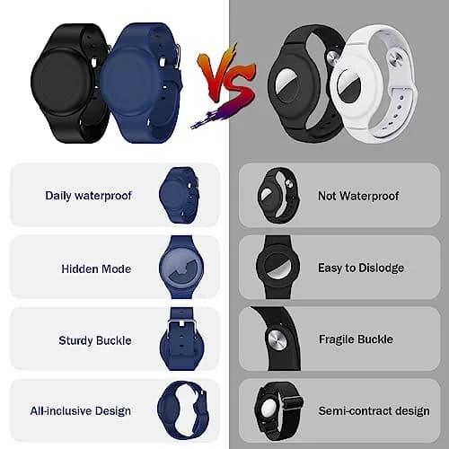 R-fun Waterproof AirTag Watch Bracelet for Kids, Night Blue/Black, 2 Pack | Secure GPS Tracker Holder thumbnail 2
