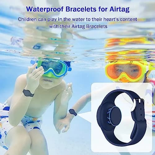 R-fun Waterproof AirTag Watch Bracelet for Kids, Night Blue/Black, 2 Pack | Secure GPS Tracker Holder thumbnail 3