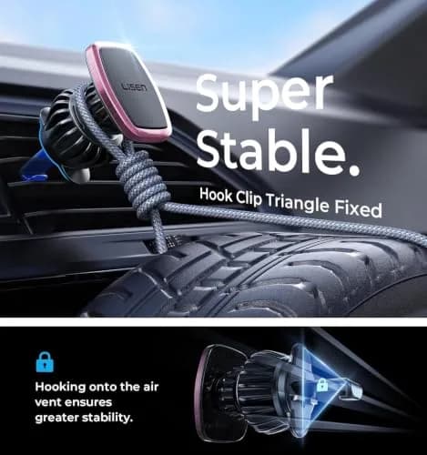 LISEN Magnetic Phone Holder for Car with Upgraded Clip, Pink | Secure 6-Magnet Mount for Vent & Dashboard thumbnail 6