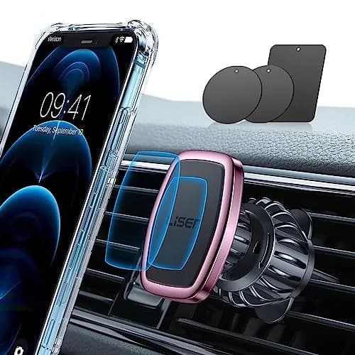 LISEN Magnetic Phone Holder for Car with Upgraded Clip, Pink | Secure 6-Magnet Mount for Vent & Dashboard thumbnail 2