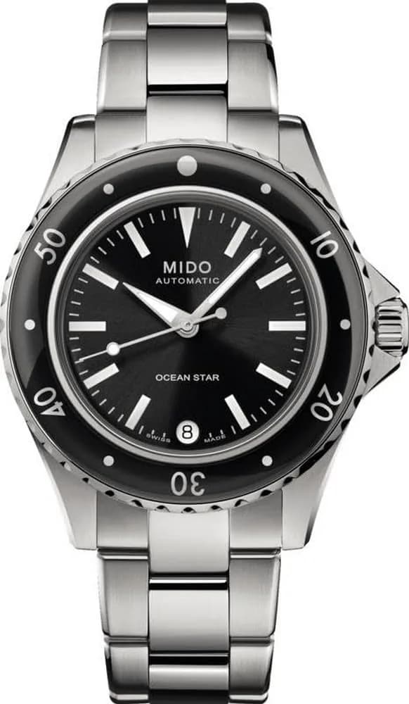MIDO Ocean Star 36.5 Swiss Automatic Diver Watch for Women - Black Dial - 36.5mm Stainless Steel Case & Bracelet — Black