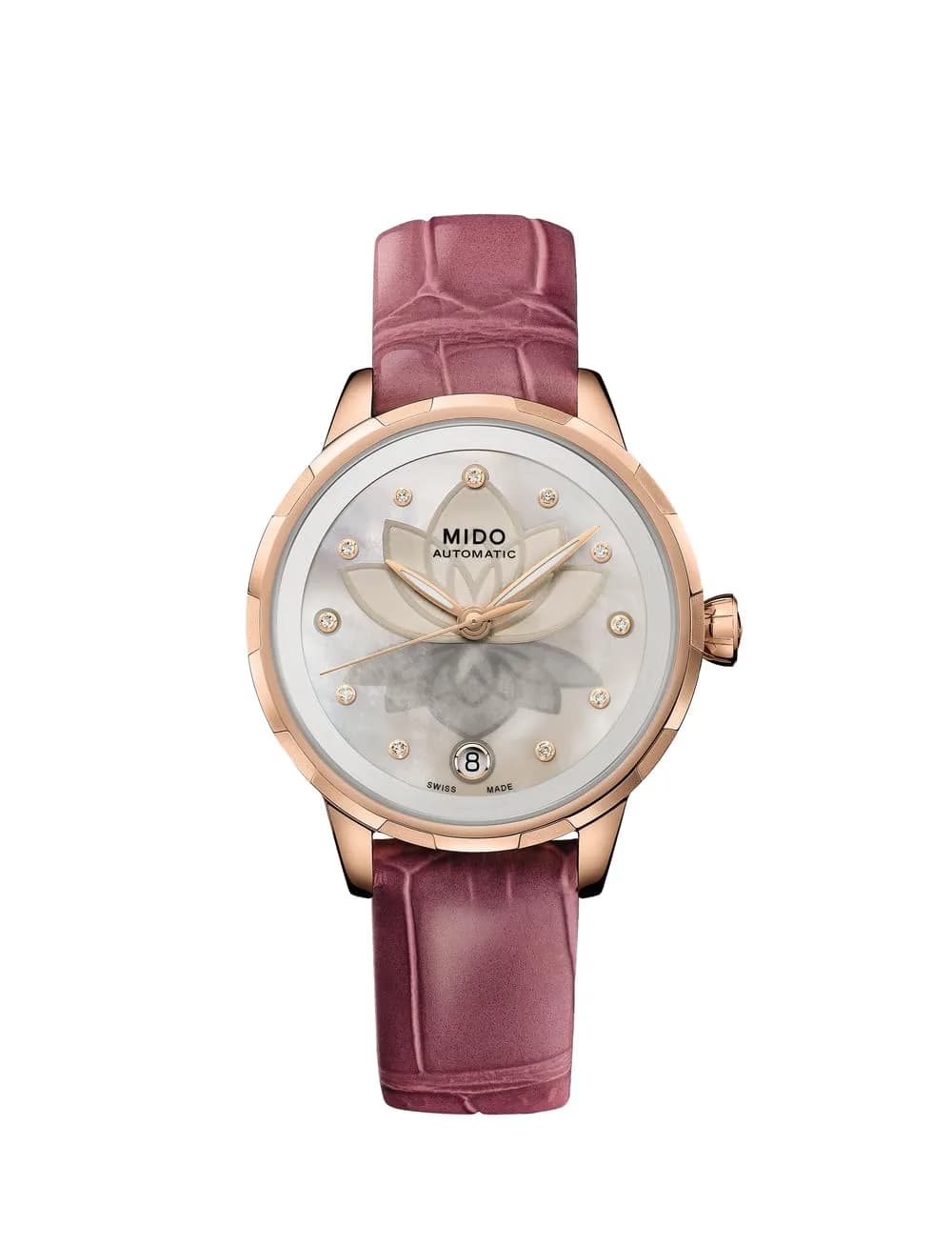 MIDO Rainflower Night Swiss Automatic Watch for Women | 34mm White Dial, Rose Gold PVD Coating, Sapphire Crystal — White